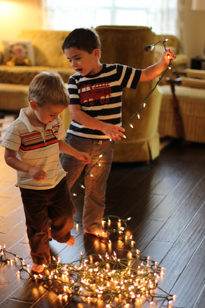 decorating Christmas tree