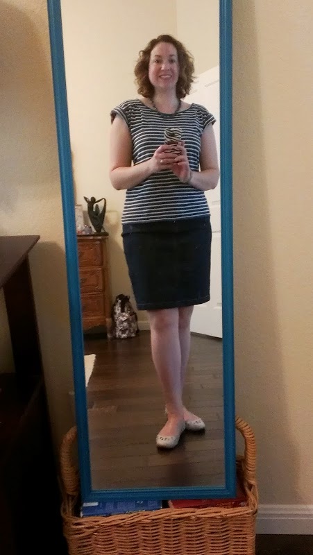 Walking with Cake: stripes and skirt