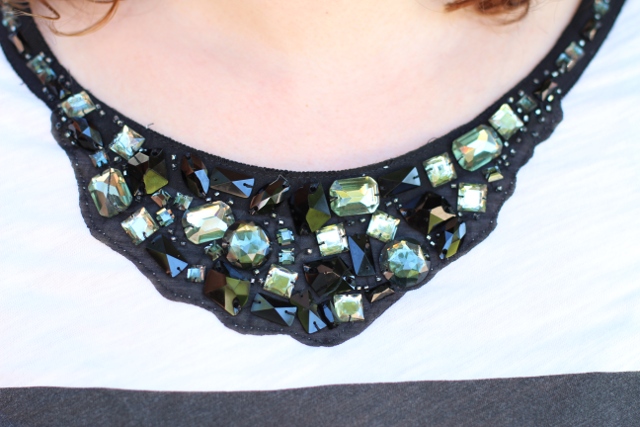 Walking with Cake: Closeup of Jewel Neck