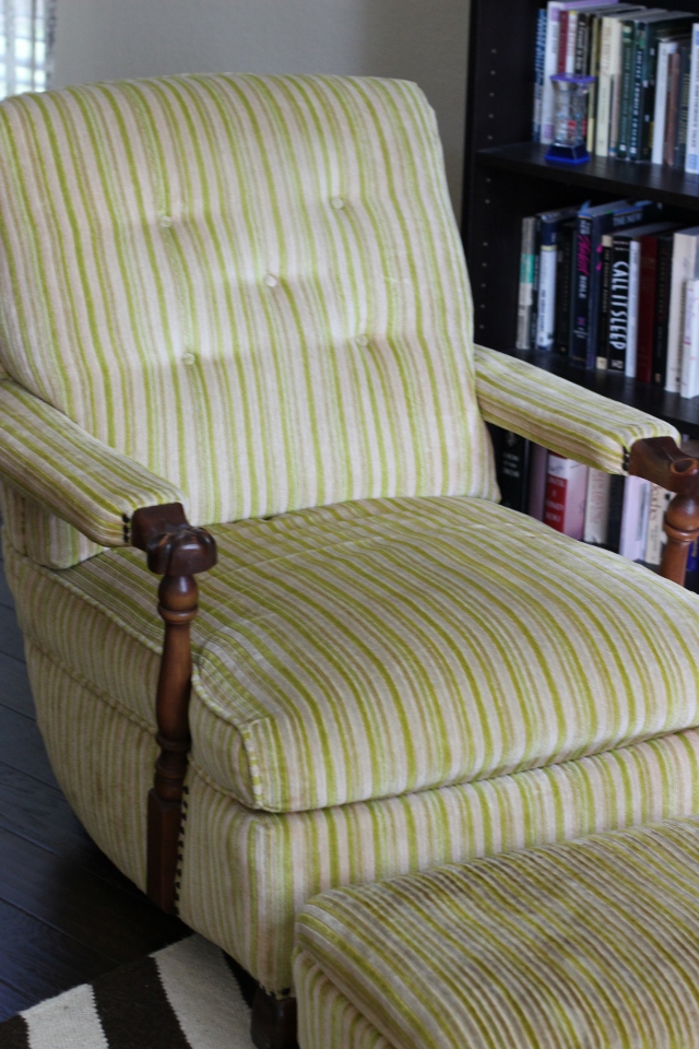 Walking with Cake: Striped chair and ottoman