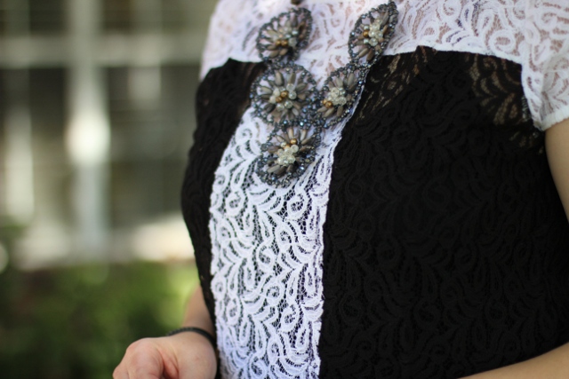 Walking with Cake: Detail of Weston Wear Lace Pane Top