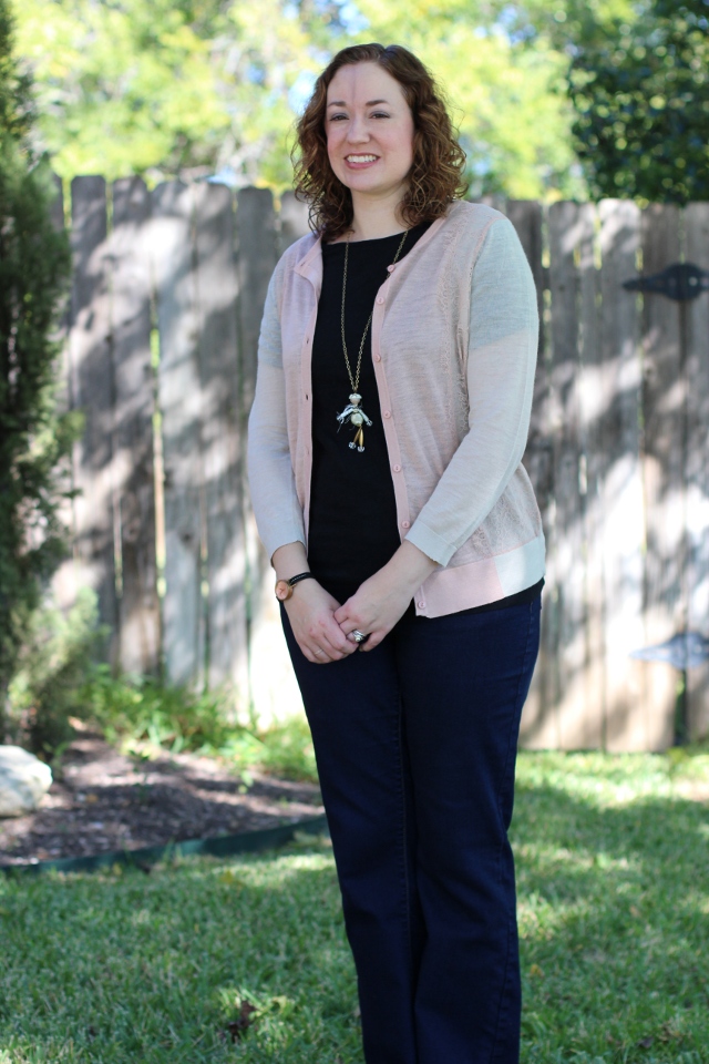 Walking with Cake: Loft's Lace Trim Colorblocked Cardigan