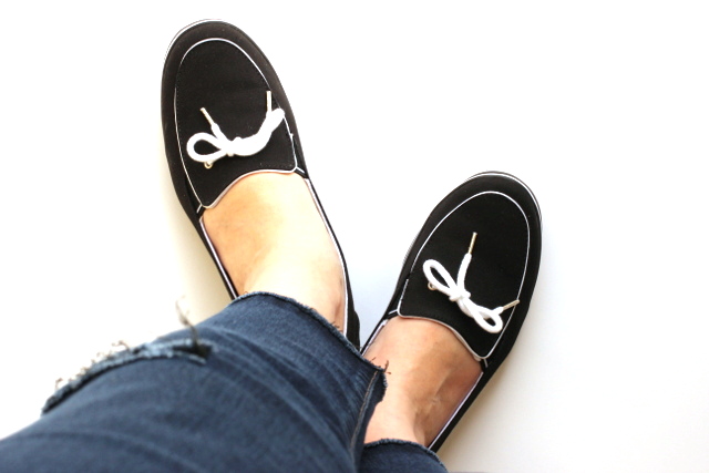 Walking with Cake: Black boat shoes