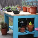 (All of my plant supplies fit nicely under the table.)