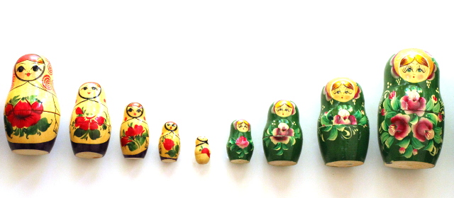 Walking with Cake: Nesting Dolls in a row