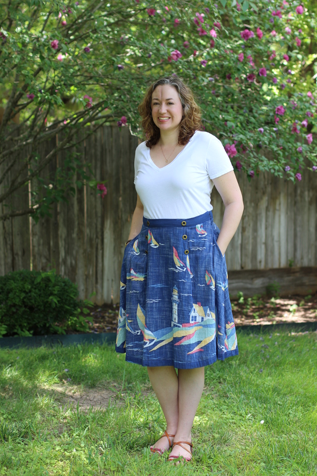 Walking with Cake: Thrifted-Sailboat-Skirt 2