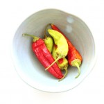 (Peppers from our neighbor.)