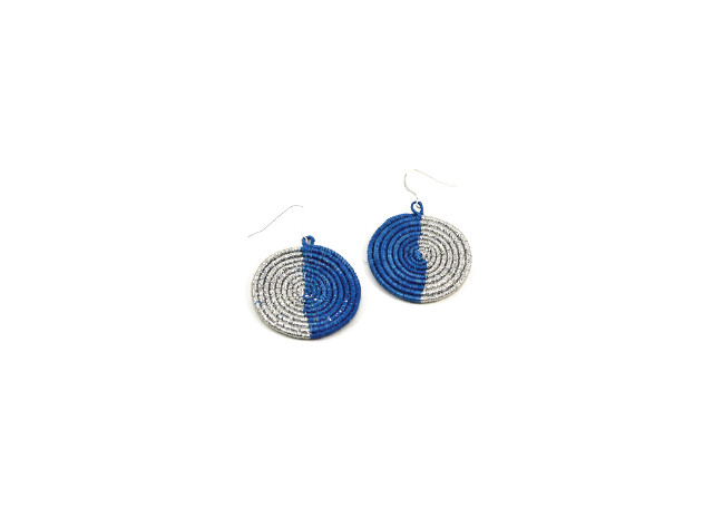 Walking with Cake: Blue Night/ Lake Woven Earrings