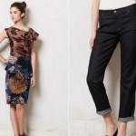 (Left: The Willa Petite Pencil Skirt by Eva Franco. Right: J. Brand Aiden Slouchy Boy Jeans.)